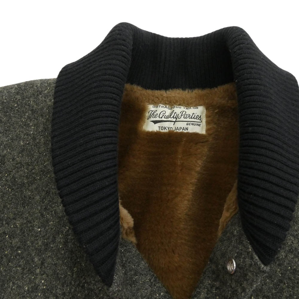 WACKO MARIA ワコマリア × WOLF'S HEAD ウルフズヘッド CAR CLUB JACKET カークラブ ジャケット バック刺繍 裏地ボア ジャケット グレー系 M【中古】