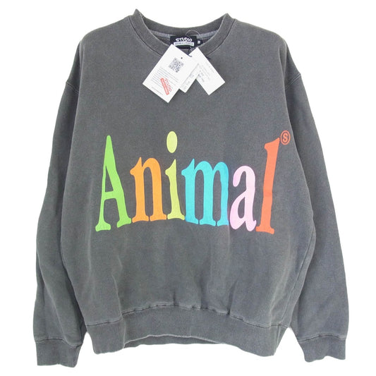 スタジオ・ウィーアーオールアニマルズ WA0005-sw24f Animals Letter SWEATSHIRT アニマルレター クルーネック ヴィンテージ加工 スウェットシャツ トレーナー ブラック系 M【中古】