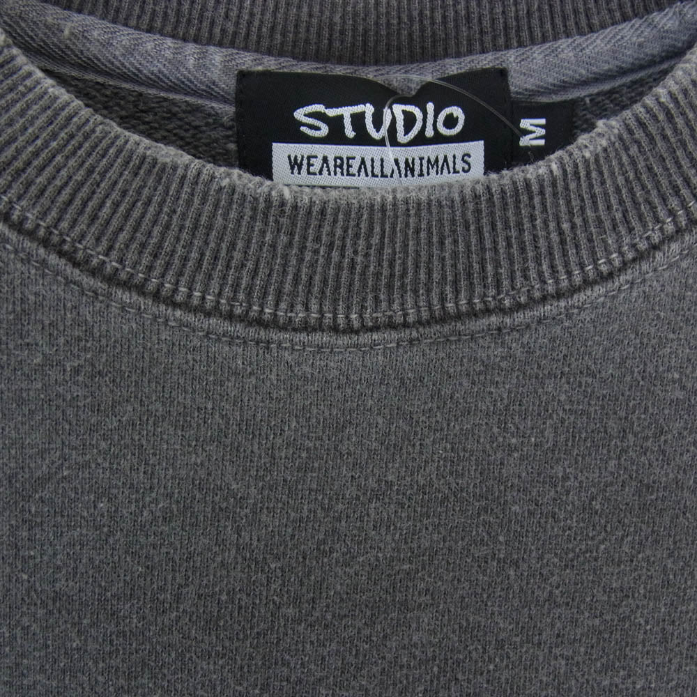 スタジオ・ウィーアーオールアニマルズ WA0005-sw24f Animals Letter SWEATSHIRT アニマルレター クルーネック ヴィンテージ加工 スウェットシャツ トレーナー ブラック系 M【中古】