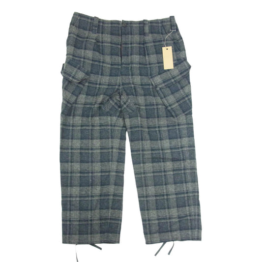 ホッパーズブランチ HB-25S03 Military Trousers Check ミリタリー トラウザーズ チェック柄 カーゴパンツ カーキグレー系 1【極上美品】【中古】