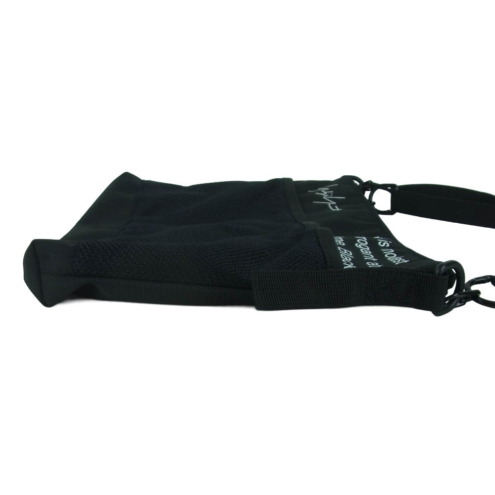 Yohji Yamamoto POUR HOMME ヨウジヤマモトプールオム WHITE LOGO SHOULDER BAG ホワイトロゴ ショルダー バッグ サコッシュ ブラック系【中古】