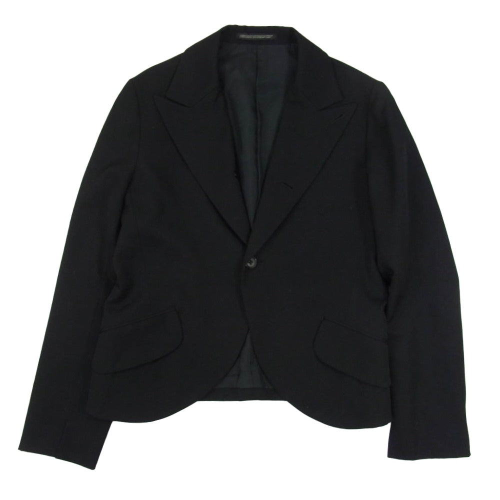 Yohji Yamamoto +NOIR ヨウジヤマモト プリュス ノアール NB-J04-100 100番ウールギャバジン ピークドラペル ショート タキシードジャケット ブラック系 1【中古】