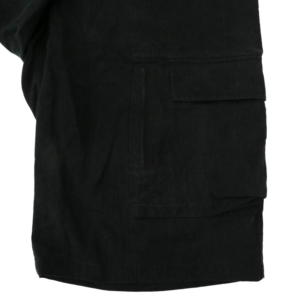 Y-3 Yohji Yamamoto ワイスリー ヨウジヤマモト H63079 UTLY CRGO SHOR ショートパンツ ウォッシュ加工 クリンクルツイル カーゴ ショーツ ハーフパンツ ブラック系 M【中古】