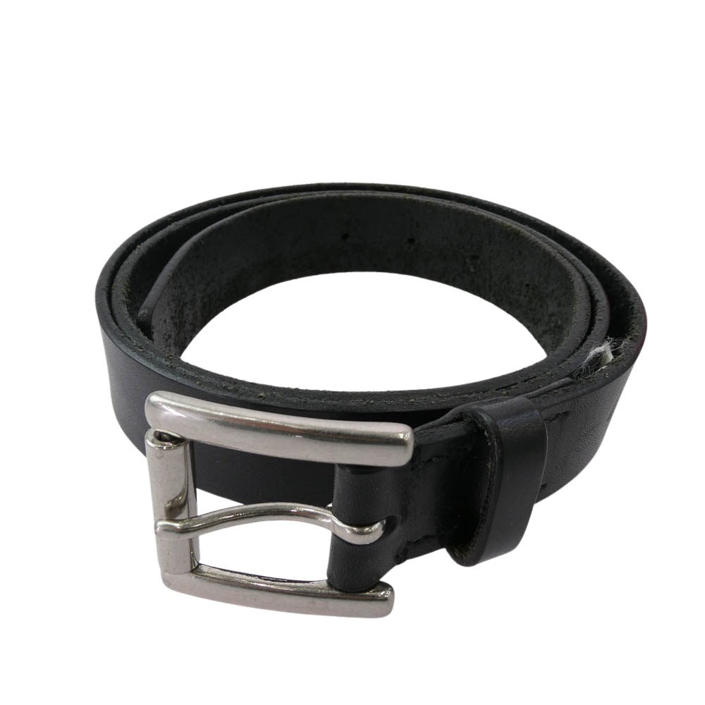 Yohji Yamamoto POUR HOMME ヨウジヤマモトプールオム HD-F01-762 シルバーバックル ロゴ型押し カウレザー ベルト ブラック系【中古】