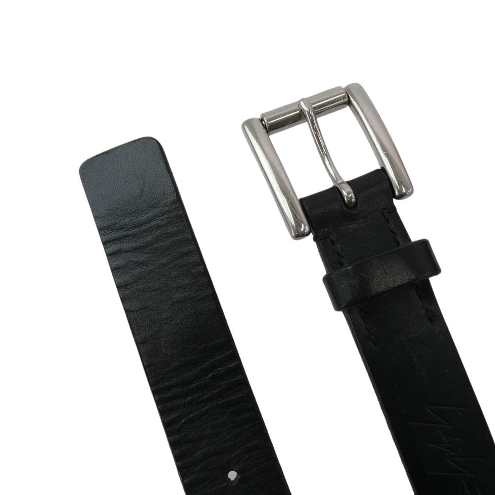 Yohji Yamamoto POUR HOMME ヨウジヤマモトプールオム HD-F01-762 シルバーバックル ロゴ型押し カウレザー ベルト ブラック系【中古】