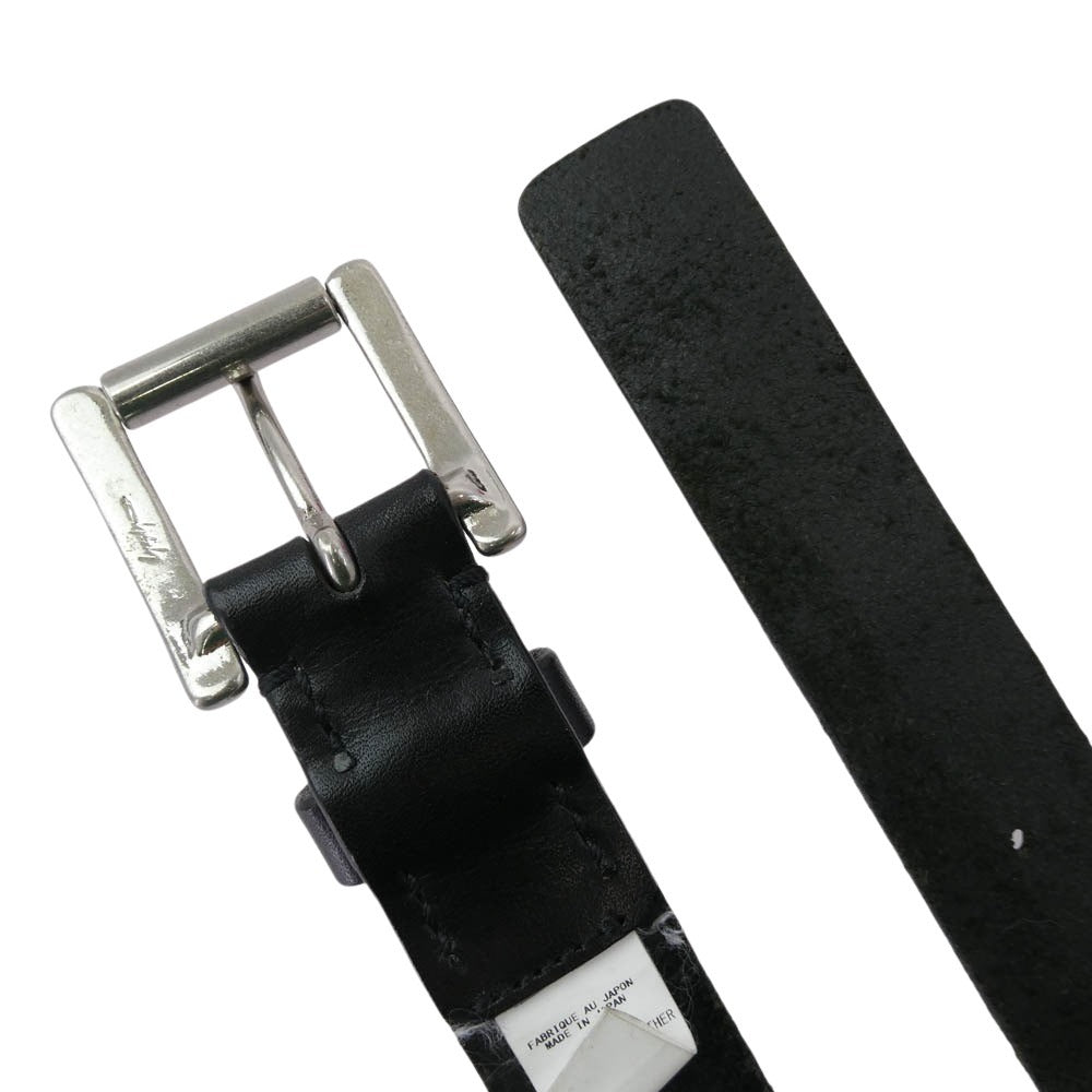 Yohji Yamamoto POUR HOMME ヨウジヤマモトプールオム HD-F01-762 シルバーバックル ロゴ型押し カウレザー ベルト ブラック系【中古】