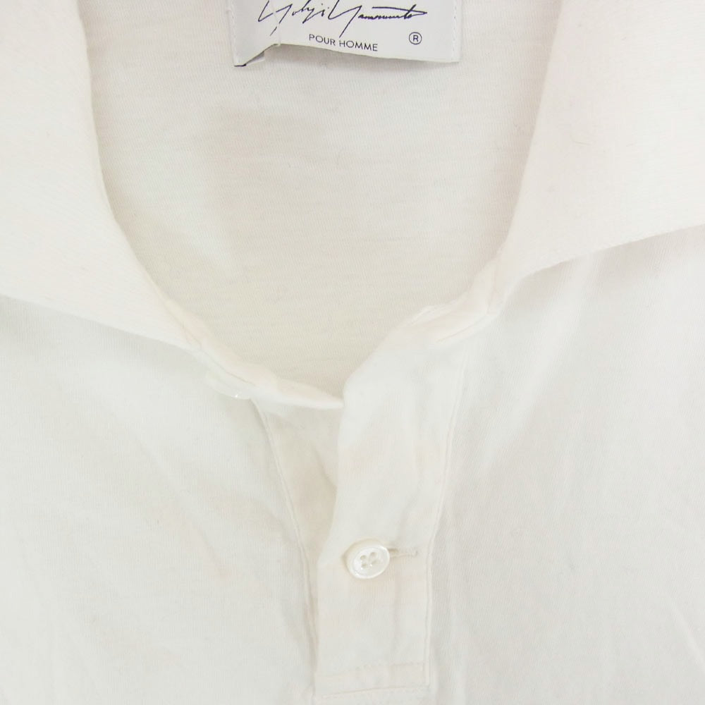 Yohji Yamamoto POUR HOMME ヨウジヤマモトプールオム 24SS HS-T65-096 コットン ロングスリーブ 長袖 ポロシャツ ホワイト系 3【中古】