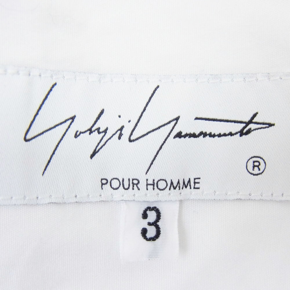 Yohji Yamamoto POUR HOMME ヨウジヤマモトプールオム 24SS HS-B59-057 BACK BUTTONS BLOUSE バックボタン 半袖 シャツ ブラウス ホワイト系 3【中古】