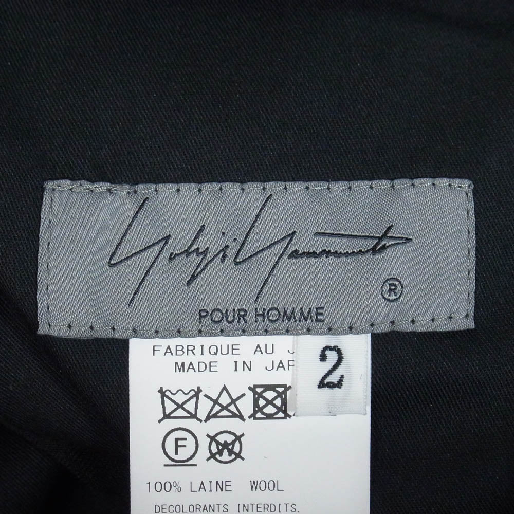 Yohji Yamamoto POUR HOMME ヨウジヤマモトプールオム 23AW HJ-P07-100 100番ウールギャバジン 紐パンツ イージー パンツ ブラック系 2【中古】