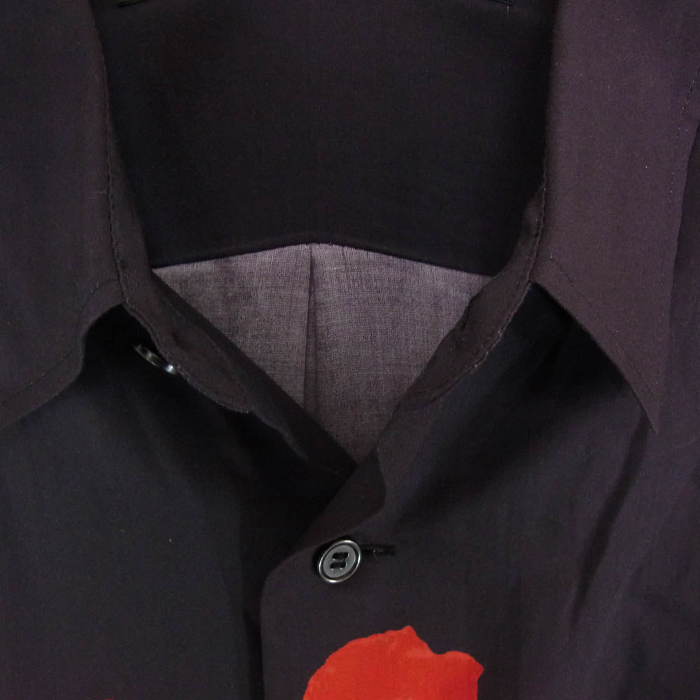 Yohji Yamamoto ヨウジヤマモト MO-B53-206 Y's for men ワイズフォーメン Red Flower Pattern Big Blouse レッドフラワーパターン ビッグ ブラウス 長袖 シャツ ブラック系 3【中古】