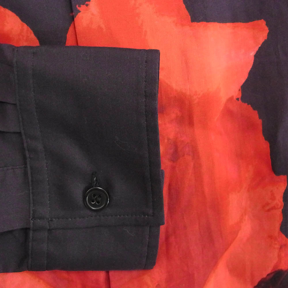 Yohji Yamamoto ヨウジヤマモト MO-B53-206 Y's for men ワイズフォーメン Red Flower Pattern Big Blouse レッドフラワーパターン ビッグ ブラウス 長袖 シャツ ブラック系 3【中古】
