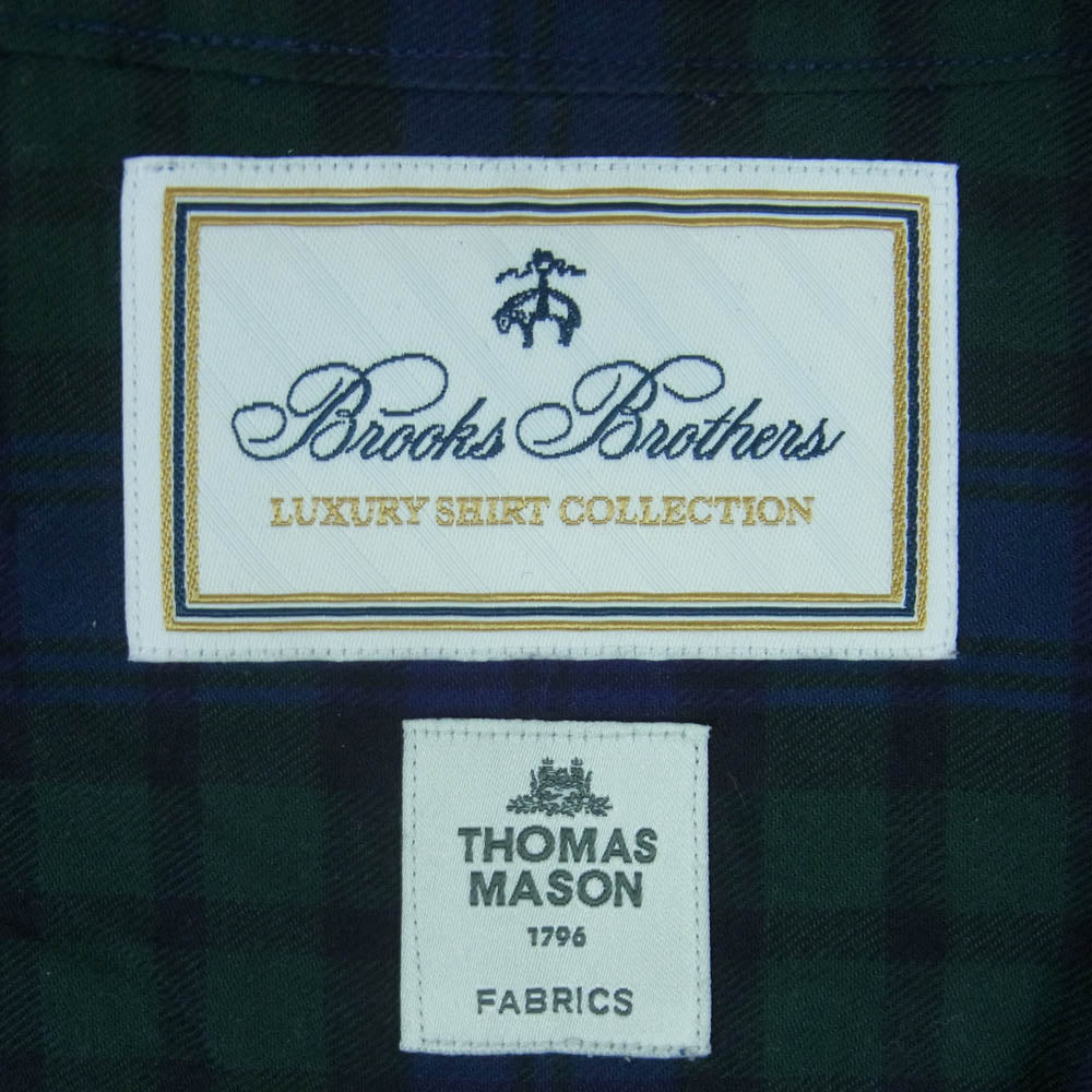 Brooks Brothers ブルックスブラザーズ THOMAS MASON トーマス メイソン コットン チェック ドレスシャツ Regular Fit レギュラー フィット ブラックウォッチ ブルー系 グリーン系 32 15【中古】