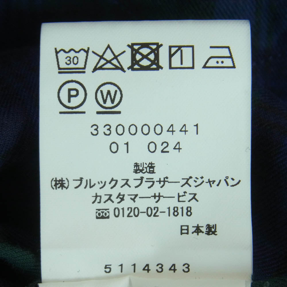 Brooks Brothers ブルックスブラザーズ THOMAS MASON トーマス メイソン コットン チェック ドレスシャツ Regular Fit レギュラー フィット ブラックウォッチ ブルー系 グリーン系 32 15【中古】