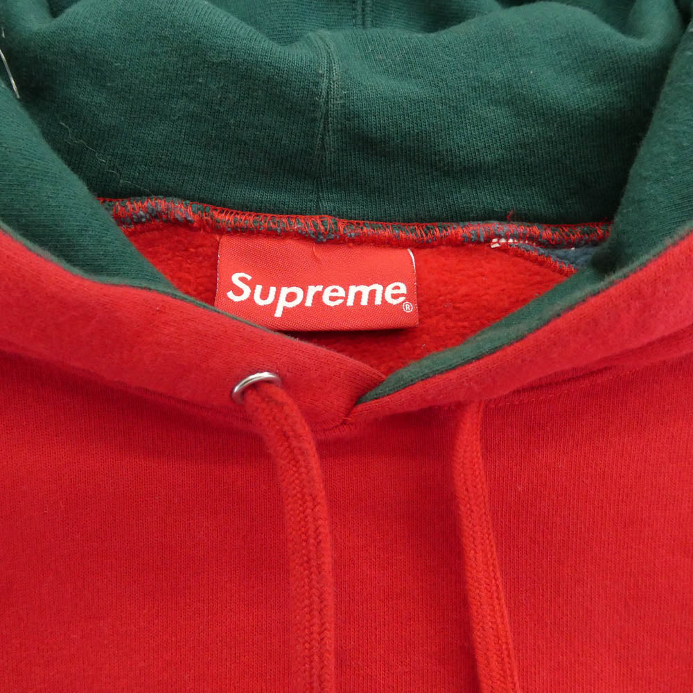 Supreme シュプリーム 18AW Paneled Hooded Sweatshirt パネルド フーデッド スウェットシャツ フーディー パーカー グレー系 レッド系 M【中古】