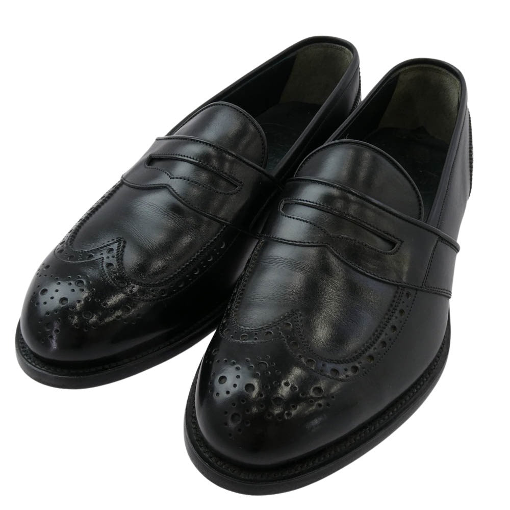 SCOTCH GRAIN スコッチグレイン 1230 メダリオン ウイングチップ ローファー シューズ ブラック系 24.5 EEE【中古】