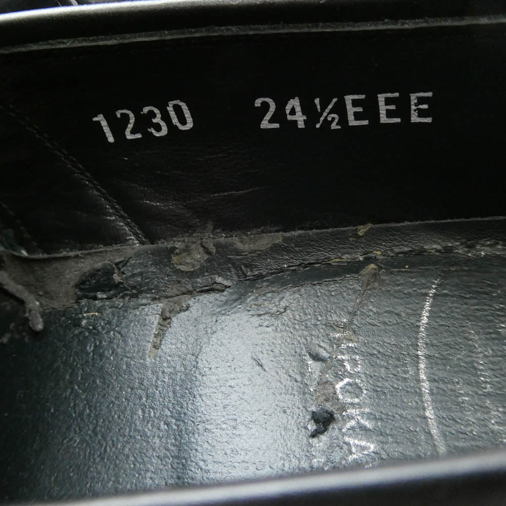 SCOTCH GRAIN スコッチグレイン 1230 メダリオン ウイングチップ ローファー シューズ ブラック系 24.5 EEE【中古】