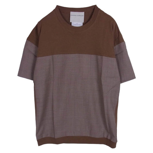 STEPHAN SCHNEIDER ステファンシュナイダー 柄切替 半袖 Tシャツ カットソー ブラウン系 4【中古】