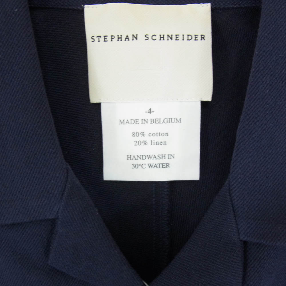 STEPHAN SCHNEIDER ステファンシュナイダー リネン混 コットン オープンカラー 開襟 半袖 シャツ ネイビー系 4【中古】