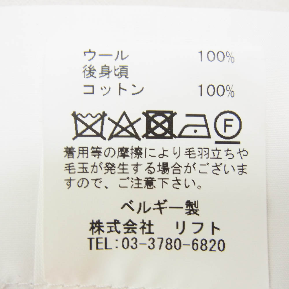 ステファンシュナイダー ベルギー製 ウール100％ 異素材切替 チェック柄 半袖 オープンカラー シャツ ネイビー系 4【美品】【中古】