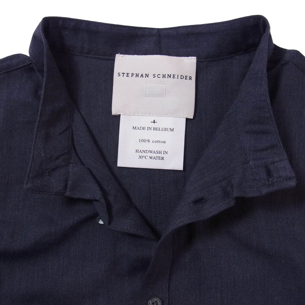 STEPHAN SCHNEIDER ステファンシュナイダー コットン 長袖 バンドカラー シャツ ダークネイビー系 4【中古】