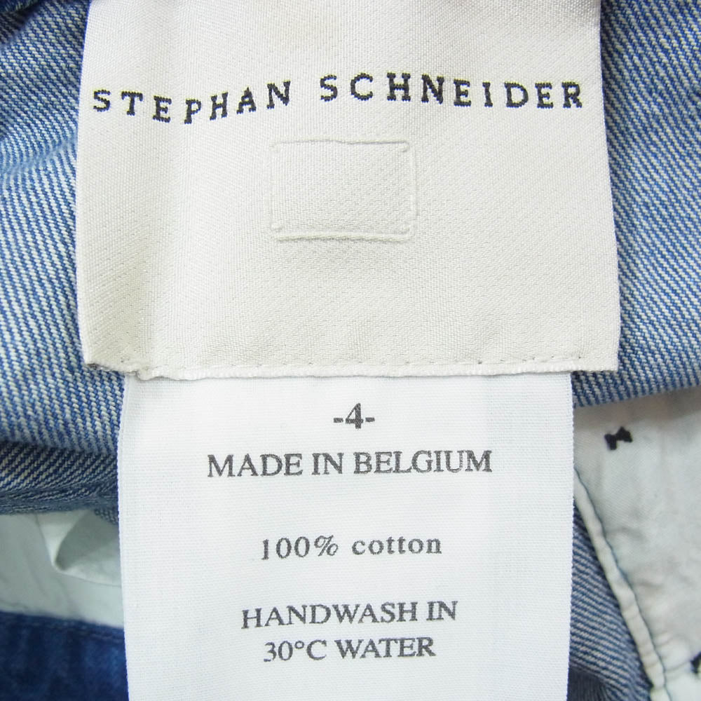 STEPHAN SCHNEIDER ステファンシュナイダー ベルギー製 2タック ワイドストレート デニムパンツ ジーンズ インディゴブルー系 4【中古】