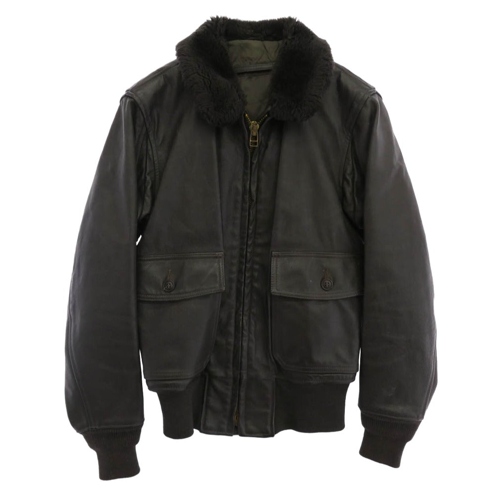 ヴィンテージ USA製 type G-1 レザー フライトジャケット 90s IDEAL ZIP ダークブラウン系【中古】