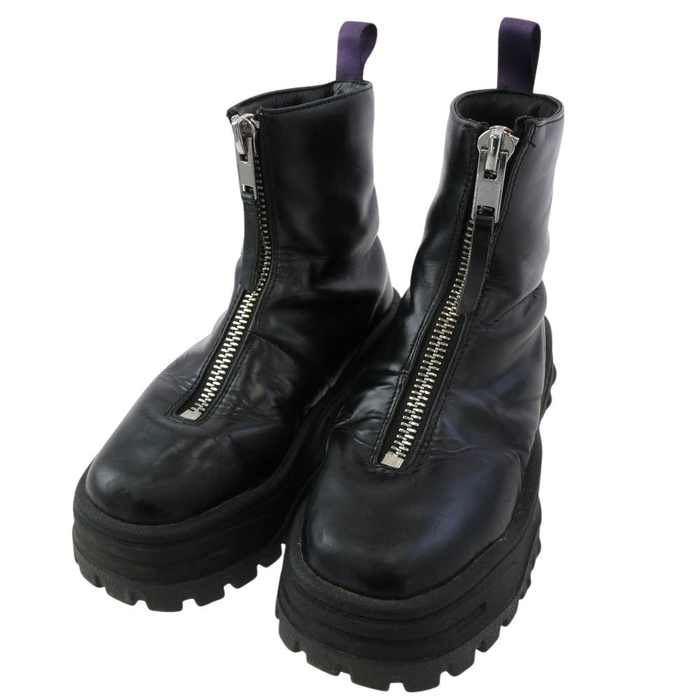 EYTYS エイティーズ フロントジップ レザー ブーツ ブラック系 23.4cm【中古】