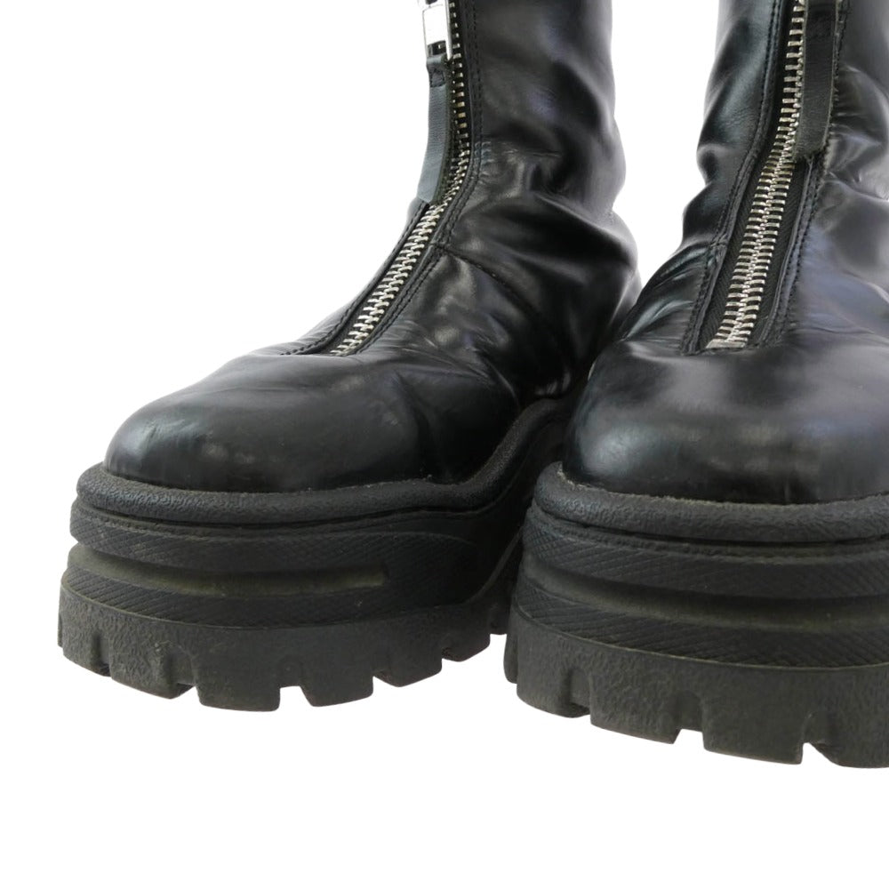 EYTYS エイティーズ フロントジップ レザー ブーツ ブラック系 23.4cm【中古】