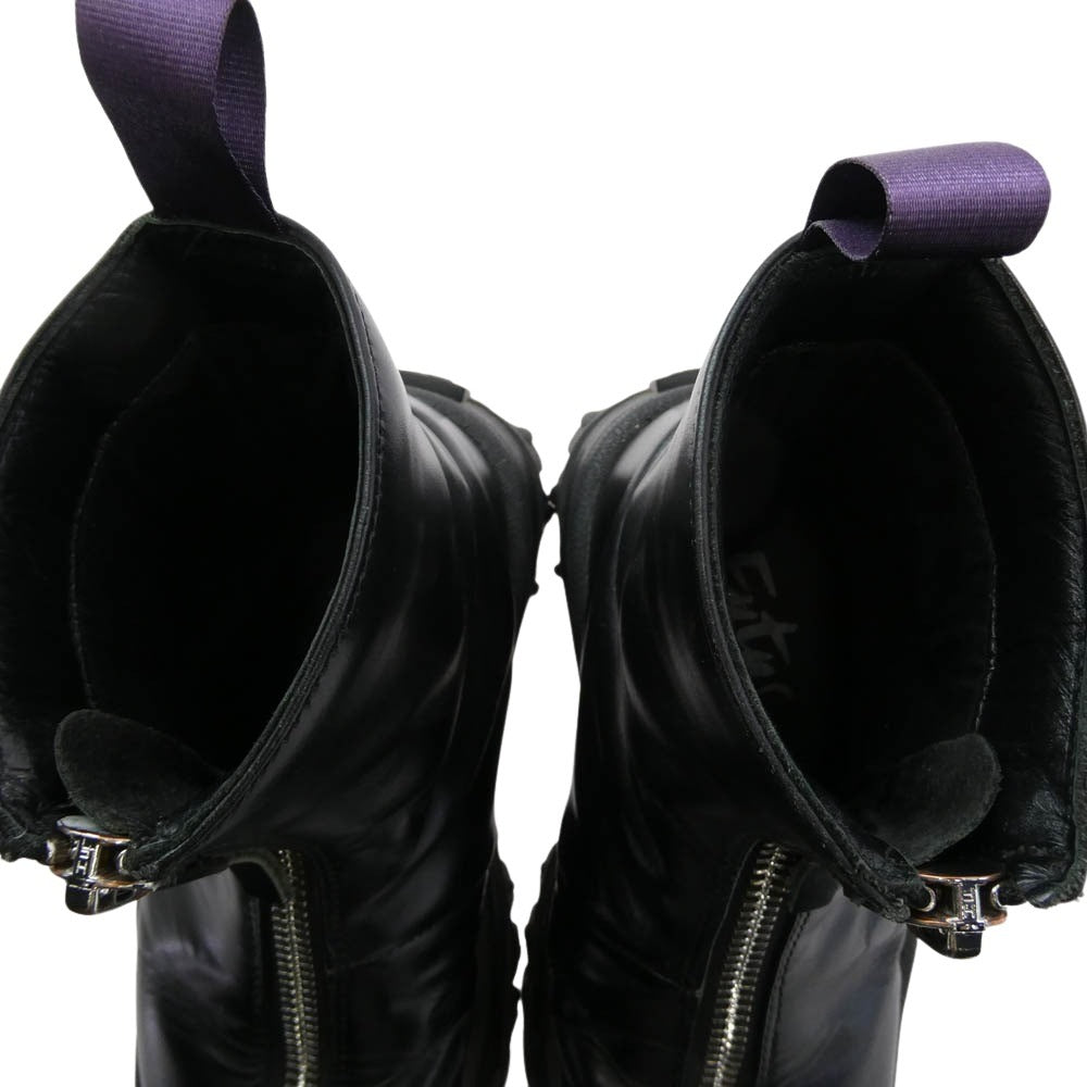 EYTYS エイティーズ フロントジップ レザー ブーツ ブラック系 23.4cm【中古】