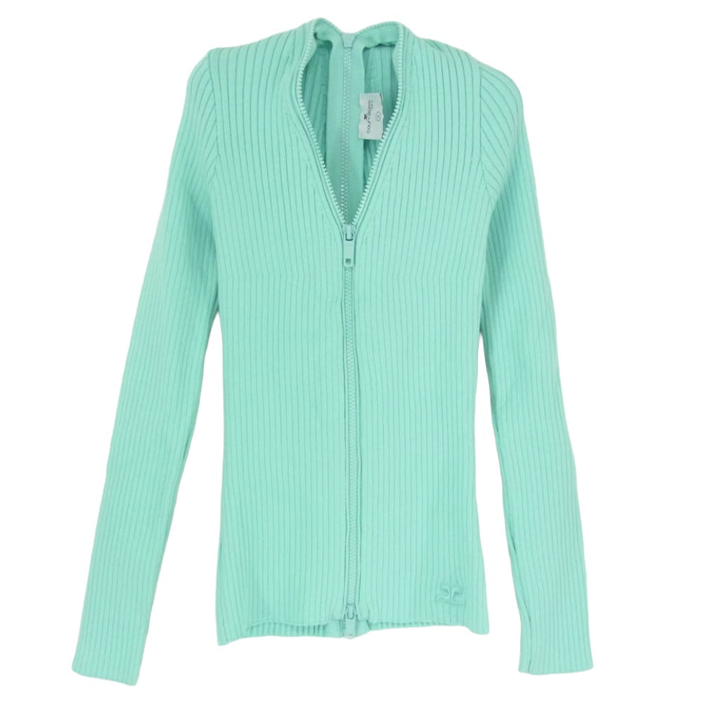 courreges クレージュ 23SS 123MGI007FI00017017 Ribbed-knit Zip-up Cardigan ジップアップ カーディガン ライトブルー系 S【中古】