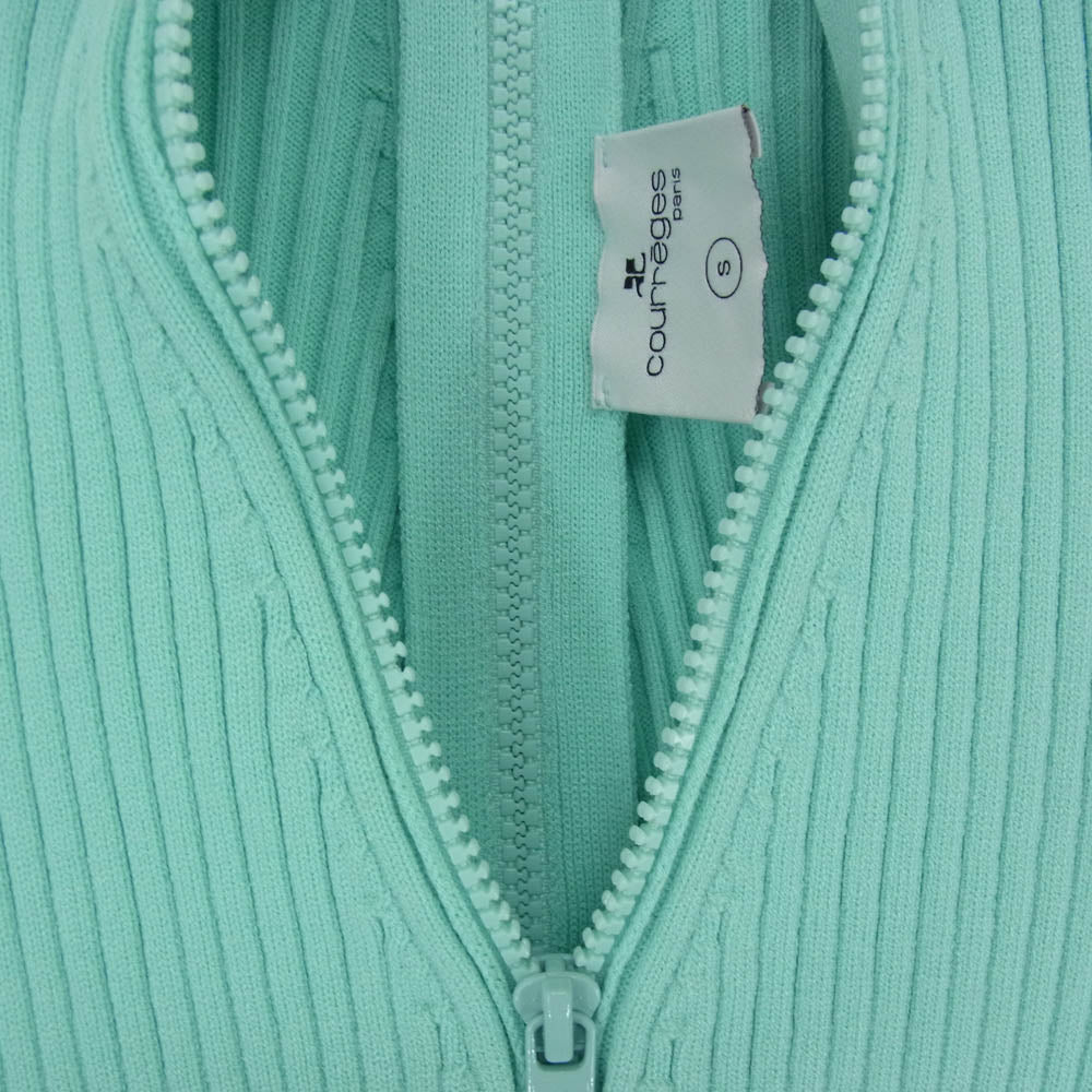 courreges クレージュ 23SS 123MGI007FI00017017 Ribbed-knit Zip-up Cardigan ジップアップ カーディガン ライトブルー系 S【中古】