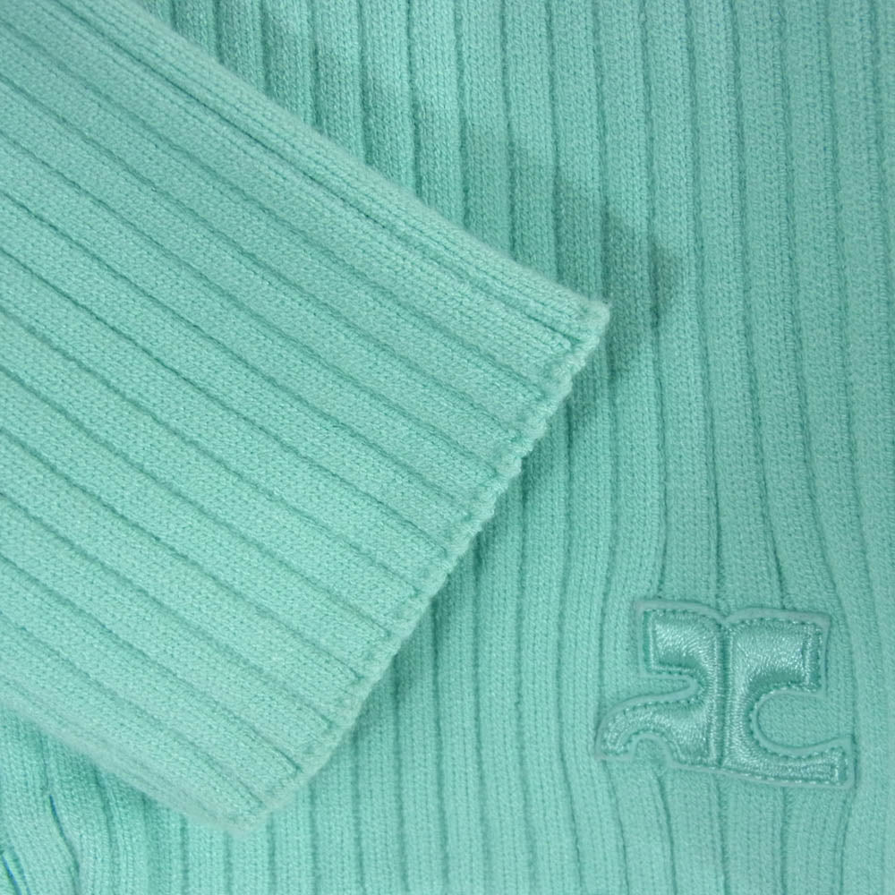 courreges クレージュ 23SS 123MGI007FI00017017 Ribbed-knit Zip-up Cardigan ジップアップ カーディガン ライトブルー系 S【中古】
