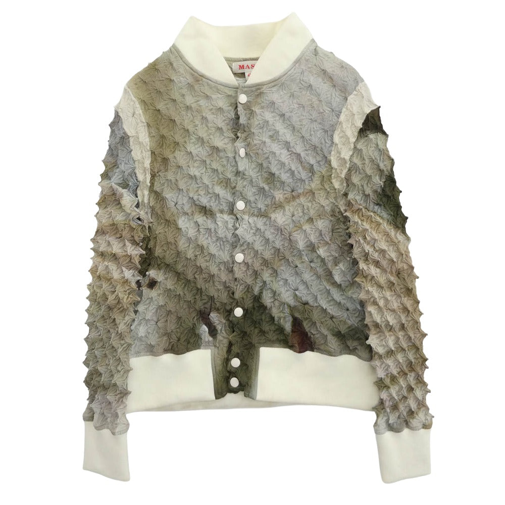 エムエーエスユー 24AW MPFW-BL1124 SPIKY VARSITY JACKET 総柄 ポップコーン スパイキー ジャケット モスグリーン系 マルチカラー系 48【中古】
