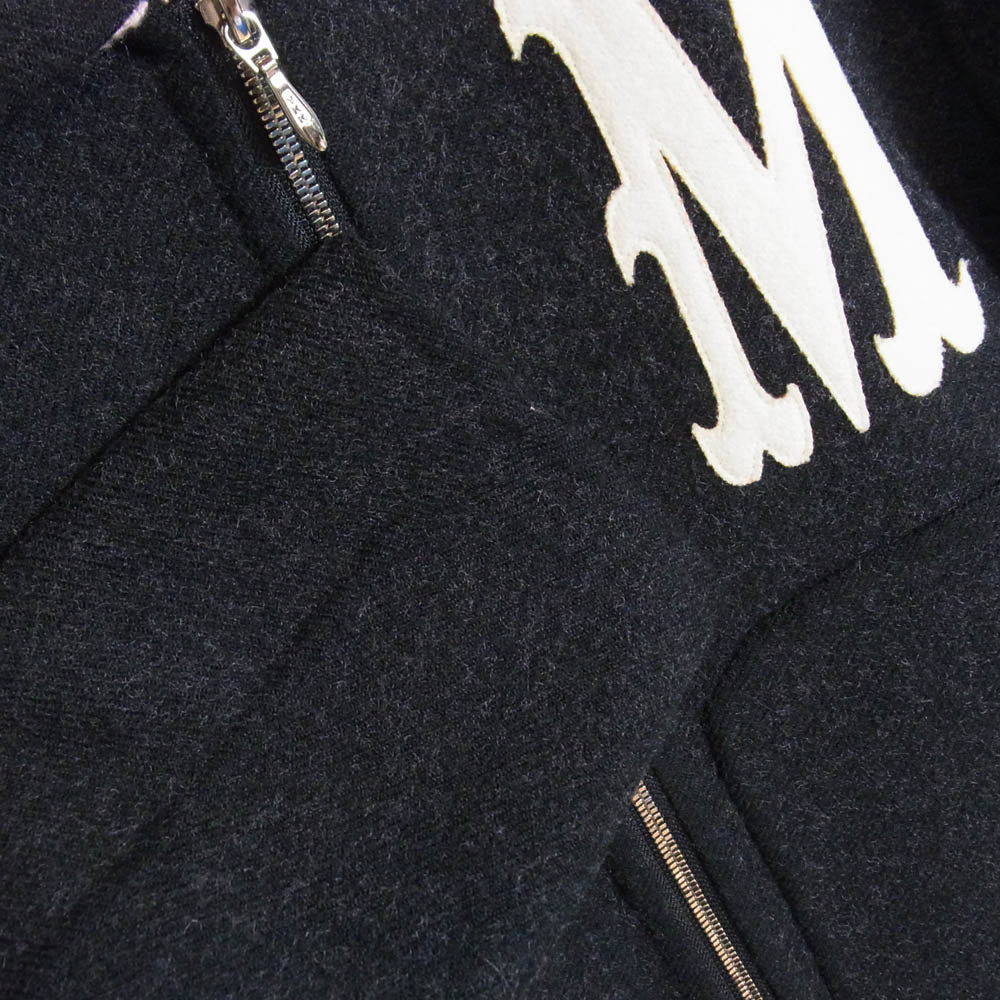 エムエーエスユー 24AW MPFW-BL0124 BAT COLLAR ZIP UP JACKET ロゴデザイン バットカラー ウール ジップアップ ジャケット ブラック系 46【中古】