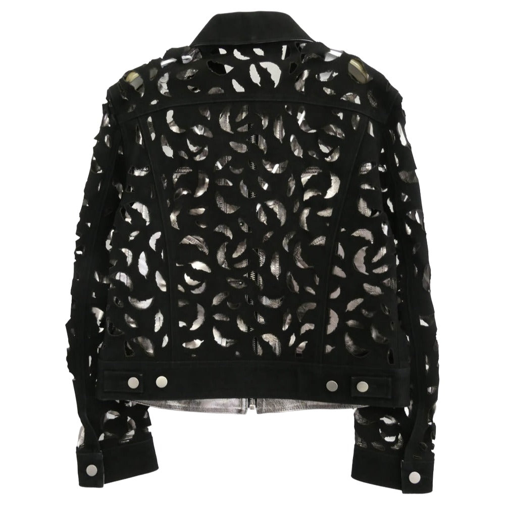 エムエーエスユー 24SS MASS-BL0924 WING-CUT LEATHER TRUCKER JACKET ウィングカット レザー トラッカージャケット ブラック系 46【中古】