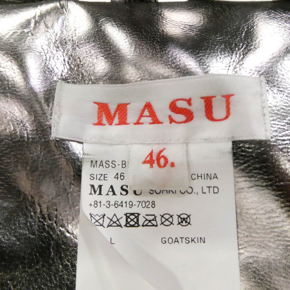エムエーエスユー 24SS MASS-BL0924 WING-CUT LEATHER TRUCKER JACKET ウィングカット レザー トラッカージャケット ブラック系 46【中古】