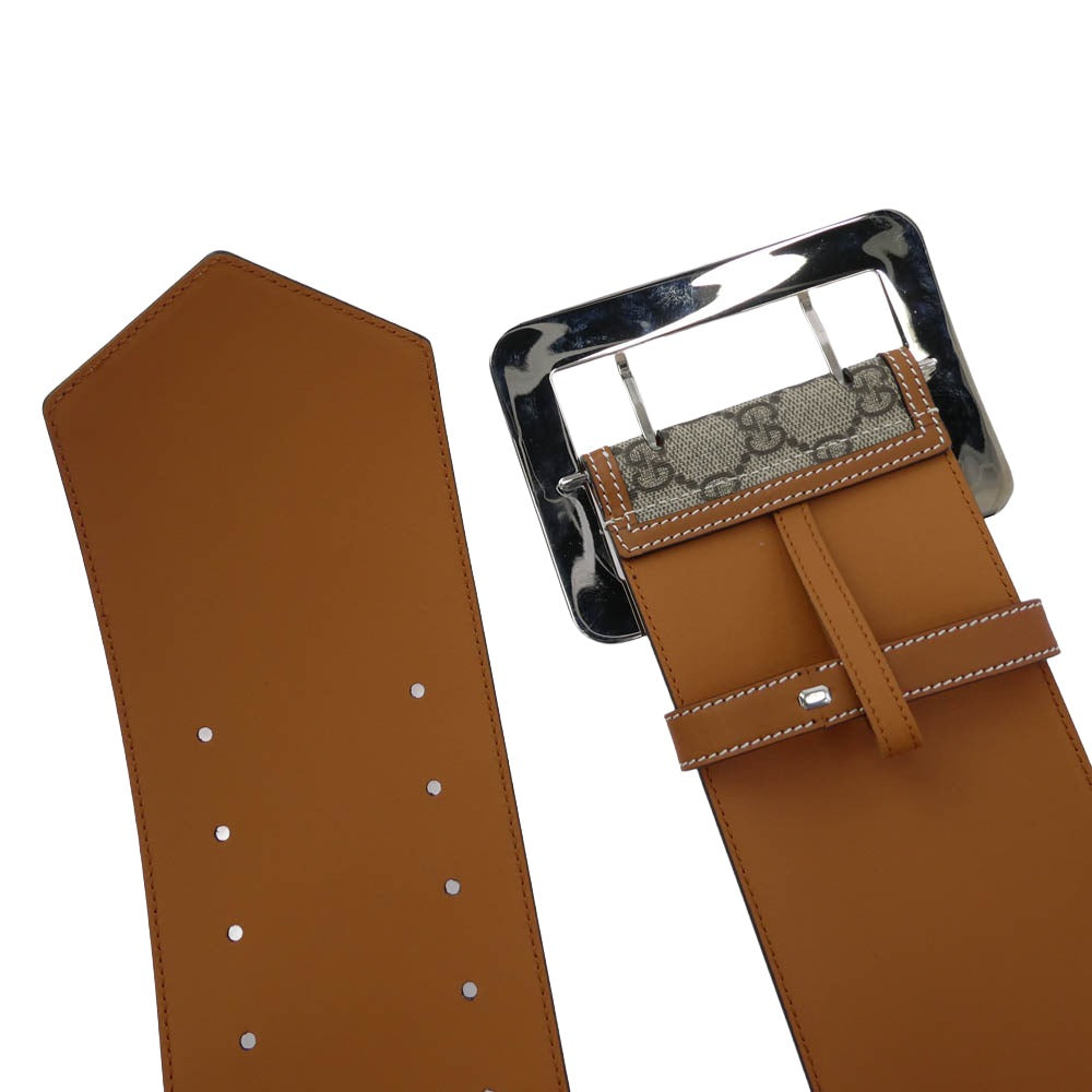 GUCCI グッチ 718505FABFB9871 GG wide belt ワイド ベルト ブラウン系【極上美品】【中古】