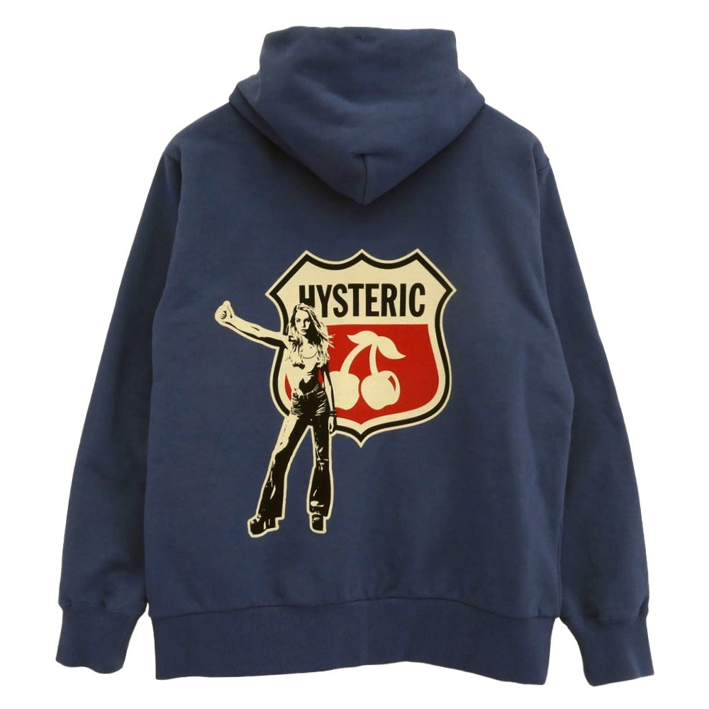HYSTERIC GLAMOUR ヒステリックグラマー 25AW HYSTERIC CHERRY ヒステリック チェリー プルオーバー パーカー ブルー系 L【中古】