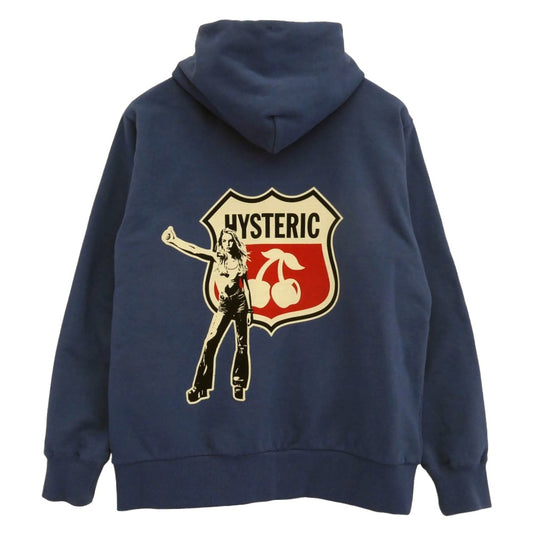 HYSTERIC GLAMOUR ヒステリックグラマー 25AW HYSTERIC CHERRY ヒステリック チェリー プルオーバー パーカー ブルー系 L【中古】