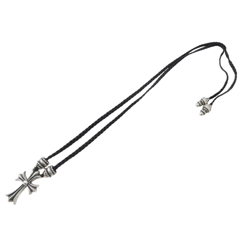 CHROME HEARTS クロムハーツ（原本無） CH CRS SML CL スモール CHクロス クリンプト ボロチップ レザーブレード ネックレス ブラック系 シルバー系【中古】