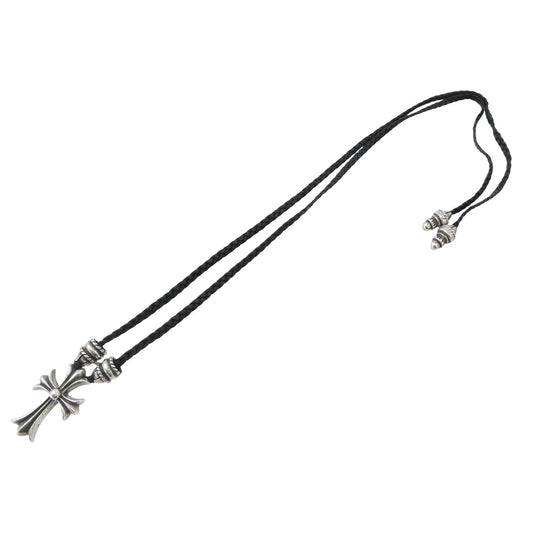 CHROME HEARTS クロムハーツ（原本無） CH CRS SML CL スモール CHクロス クリンプト ボロチップ レザーブレード ネックレス ブラック系 シルバー系【中古】