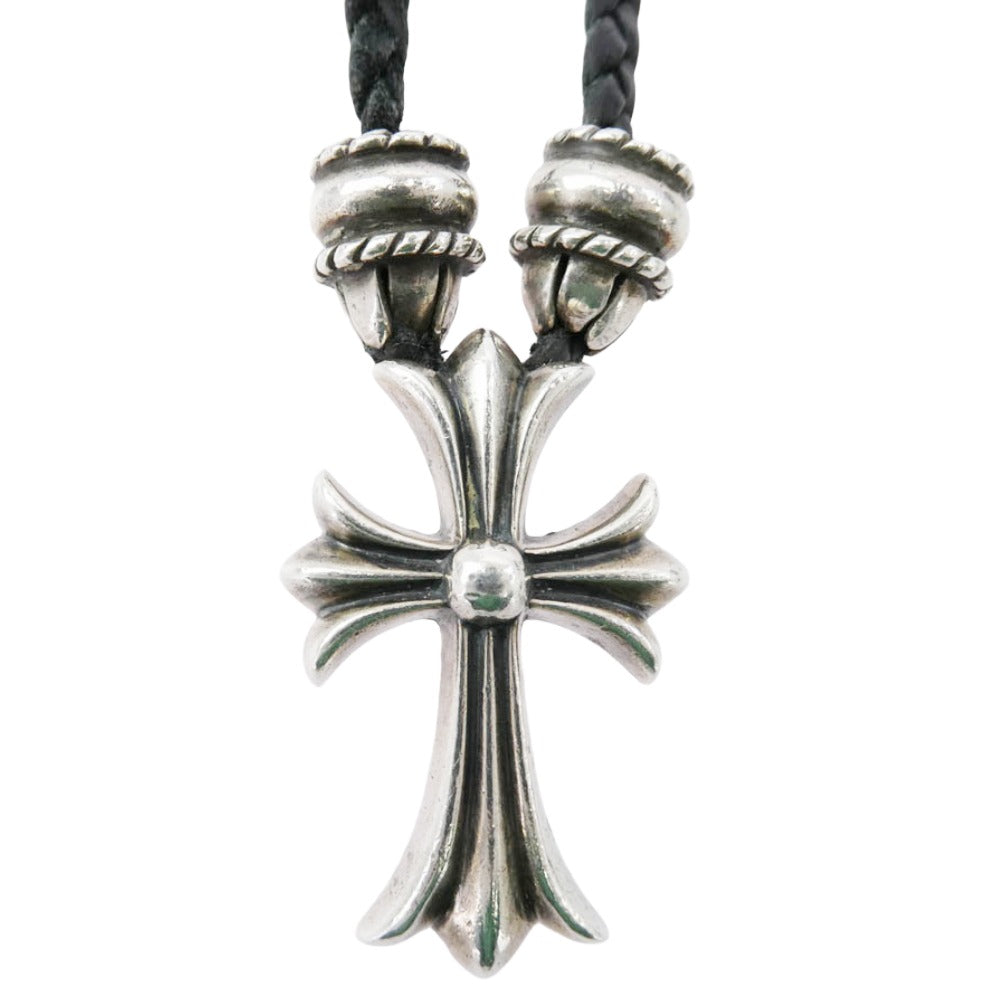 CHROME HEARTS クロムハーツ（原本無） CH CRS SML CL スモール CHクロス クリンプト ボロチップ レザーブレード ネックレス ブラック系 シルバー系【中古】