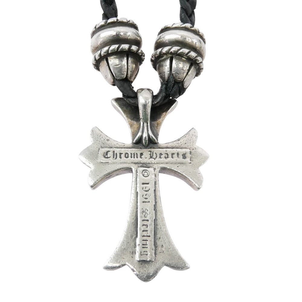 CHROME HEARTS クロムハーツ（原本無） CH CRS SML CL スモール CHクロス クリンプト ボロチップ レザーブレード ネックレス ブラック系 シルバー系【中古】