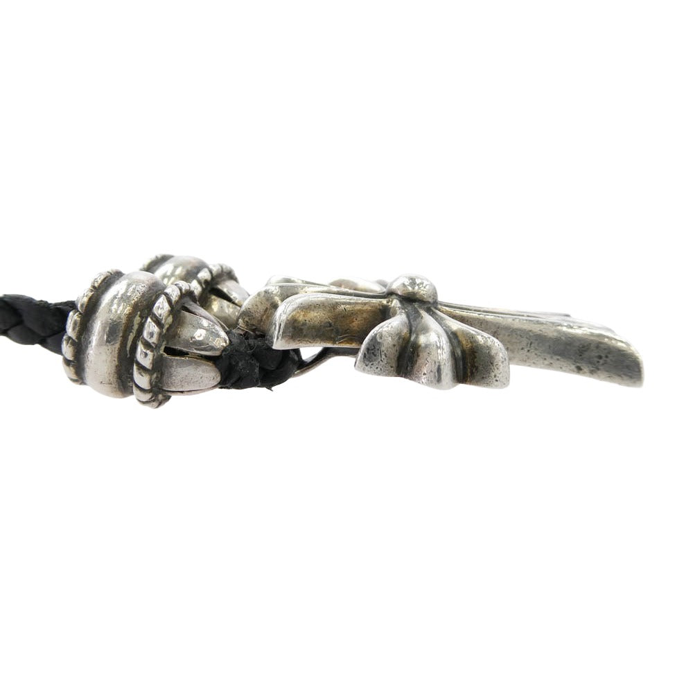 CHROME HEARTS クロムハーツ（原本無） CH CRS SML CL スモール CHクロス クリンプト ボロチップ レザーブレード ネックレス ブラック系 シルバー系【中古】