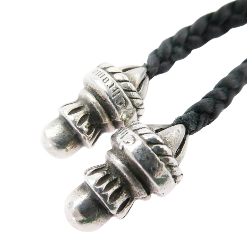 CHROME HEARTS クロムハーツ（原本無） CH CRS SML CL スモール CHクロス クリンプト ボロチップ レザーブレード ネックレス ブラック系 シルバー系【中古】