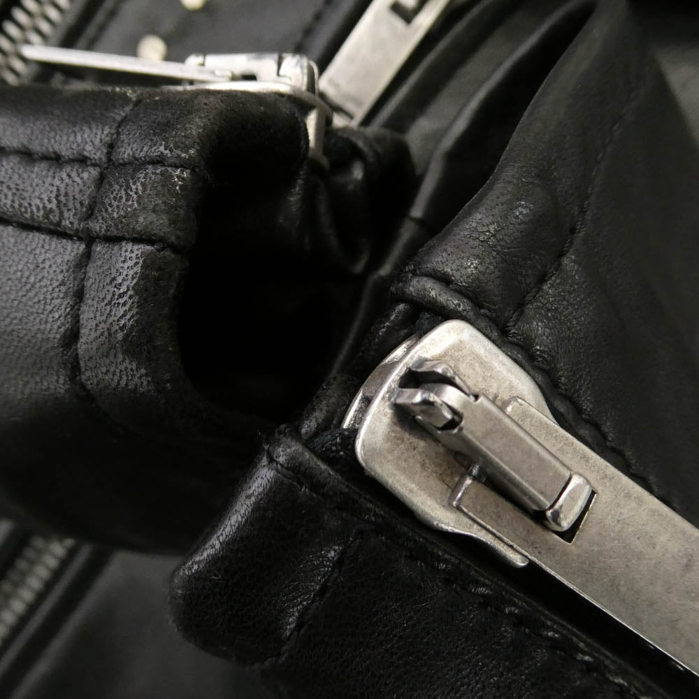 SAINT LAURENT サンローラン 533659 YC2QO STUDDED LEATHER MOTORCYCLE JACKET スタッズ モーターサイクル レザー ライダースジャケット ブラック系 44【中古】