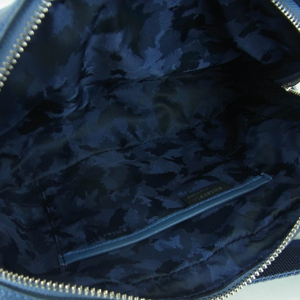 aniary アニアリ 07-07002 Shrink Leather シュリンク レザー ボディ バッグ ネイビーグレイ ネイビー系 Navy Gray【新古品】【未使用】【中古】