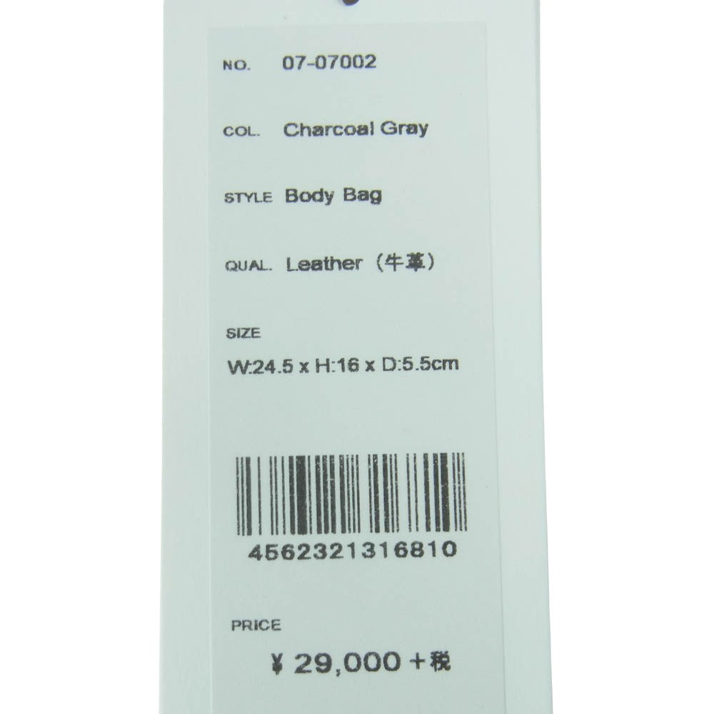 aniary アニアリ 07-07002 Shrink Leather シュリンク レザー ボディ バッグ チャコールグレイ チャコール系 Charcoal Gray【新古品】【未使用】【中古】