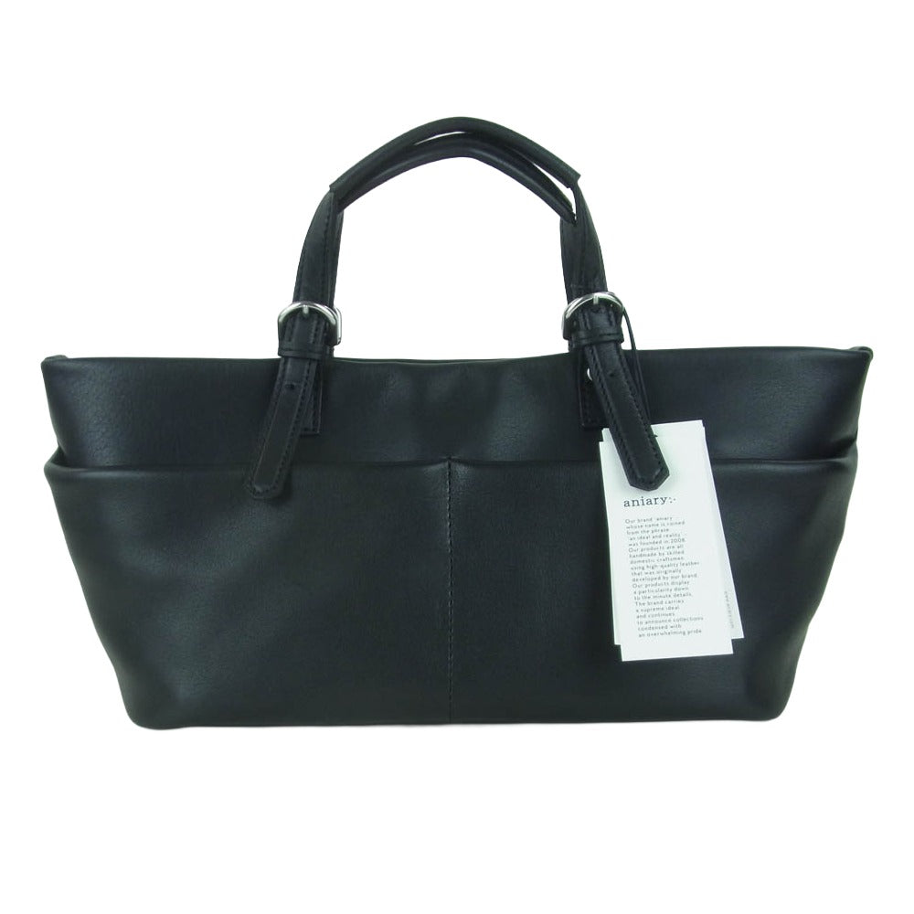 aniary アニアリ 37-02001 Artisan Leather アルティザン レザー 舟形 トート バッグ ブラック系【新古品】【未使用】【中古】