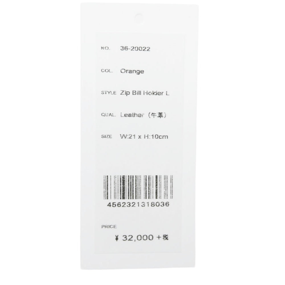 aniary アニアリ 36-20022 Artisan Leather アルティザン レザー ラウンドファスナー 長財布 ウォレット オレンジ オレンジ系【新古品】【未使用】【中古】